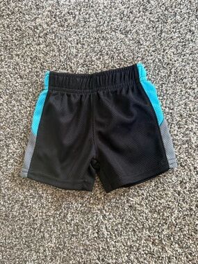 5/$10 Garanimals Baby Boy Black Shorts with Teal & Gray Panels Size 0-3 Months